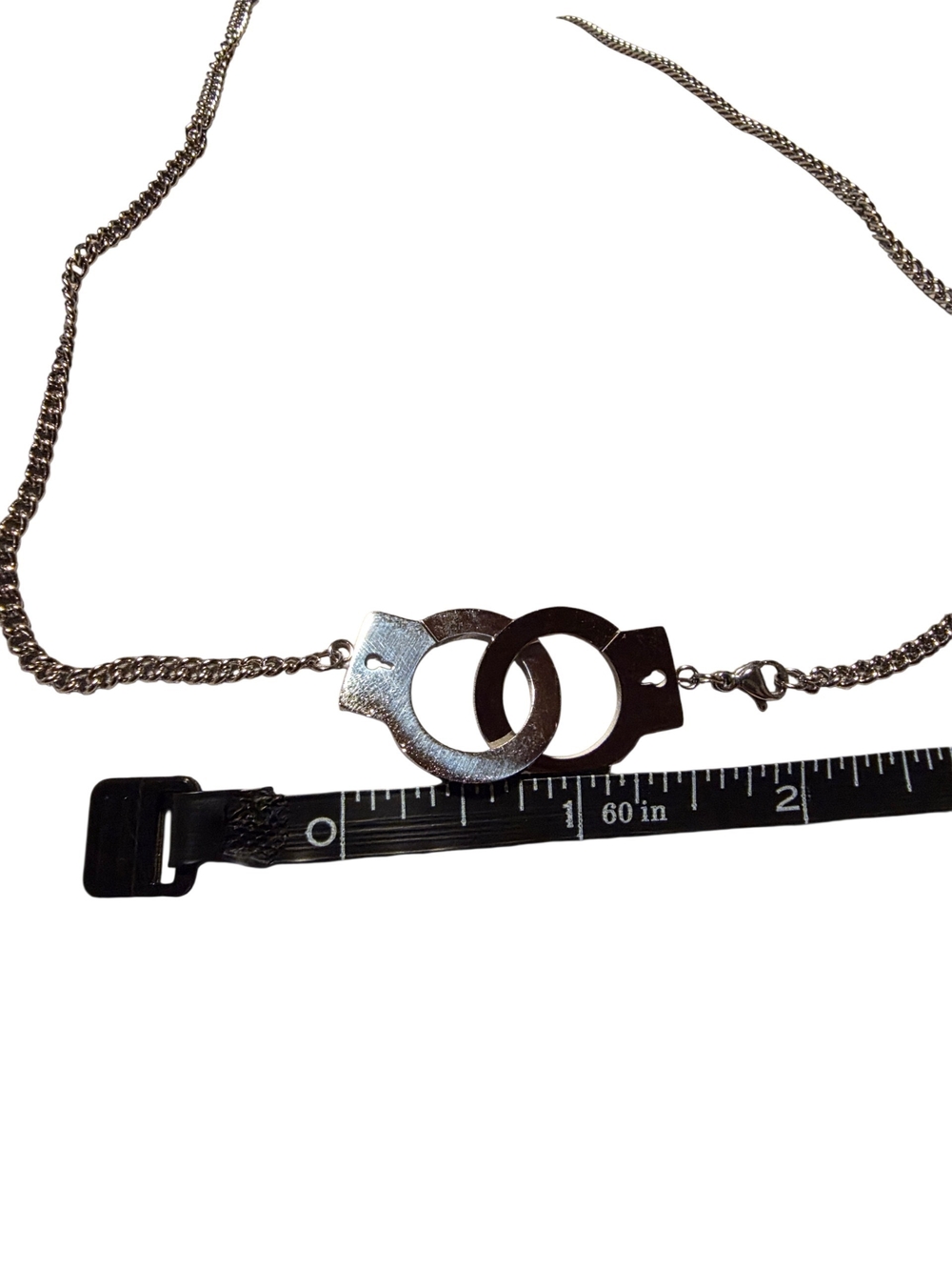 New Stainless Steel Handcuff Pendant Necklace in Silver (Unisex) - Picture 3 of 4